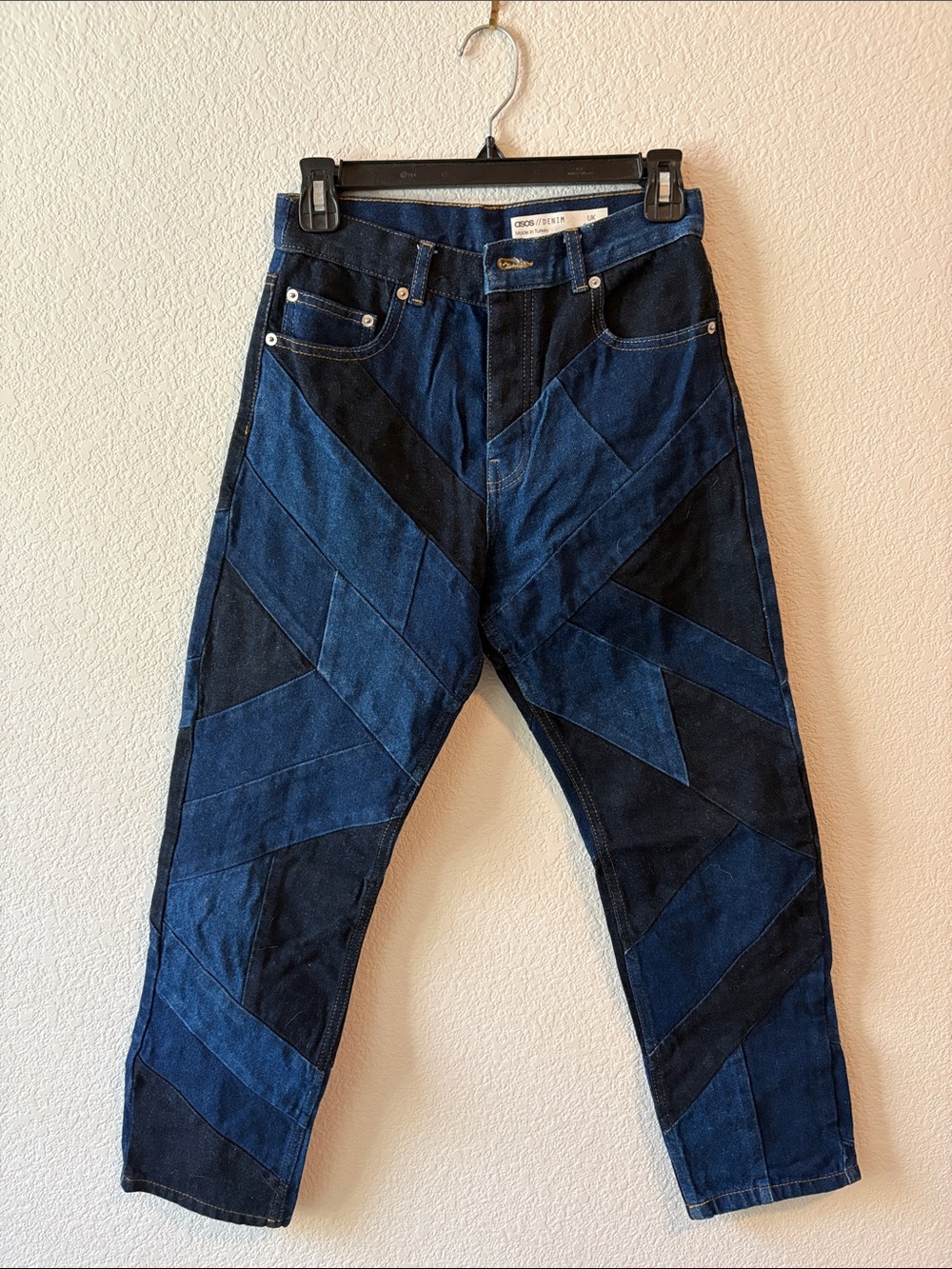 ASOS Women's Blue Patchwork Straight Leg Jeans